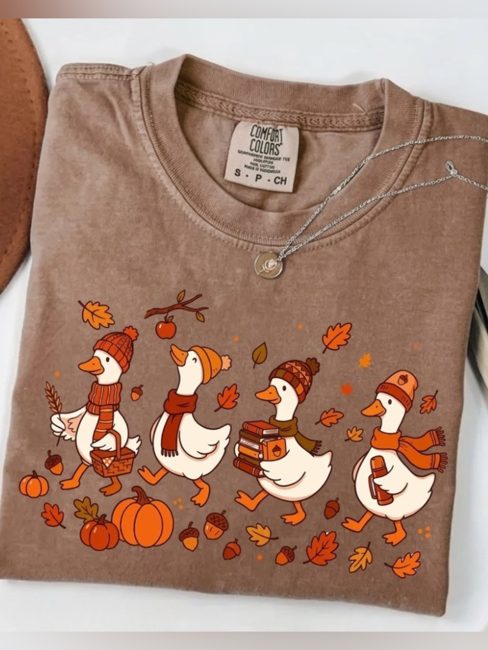 Comfort Colors Cozy Fall Goose Pumpkin Autumn Aesthetic Graphic Tee
